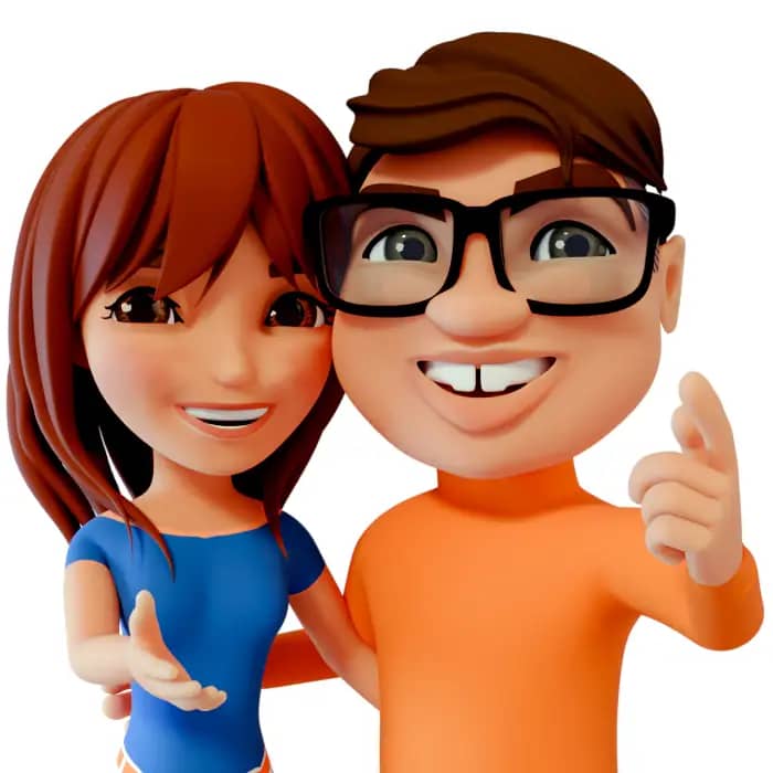 Avatars 3D de COrinne et DAvid, le duo d'illustrateurs.
